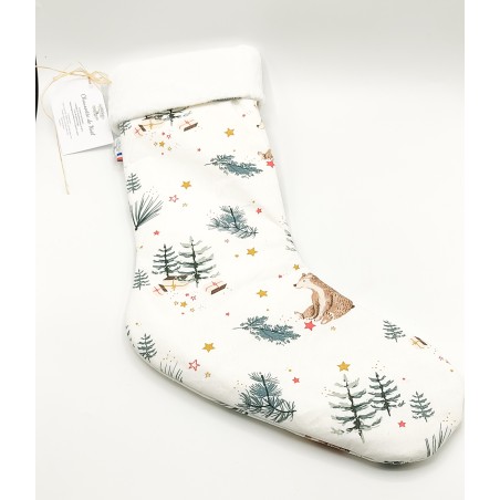 Chaussette de Noël montagne enneigée