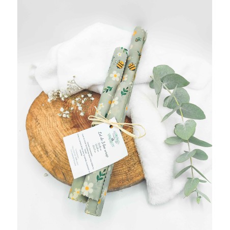 Lot de 3 bee wrap motif abeilles sur fond gris