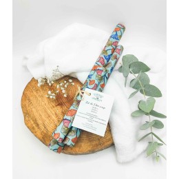 Lot de 3 bee wrap motif feuilles de Ginkgo sur fond bleu